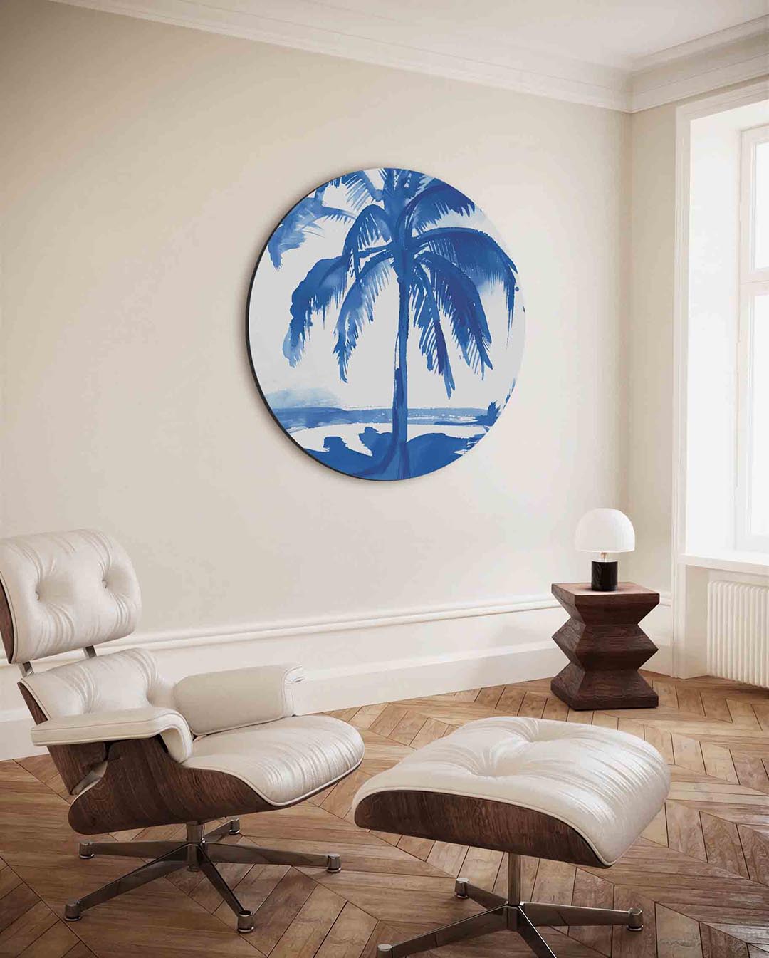 Blauwe palmboom Muurcirkel