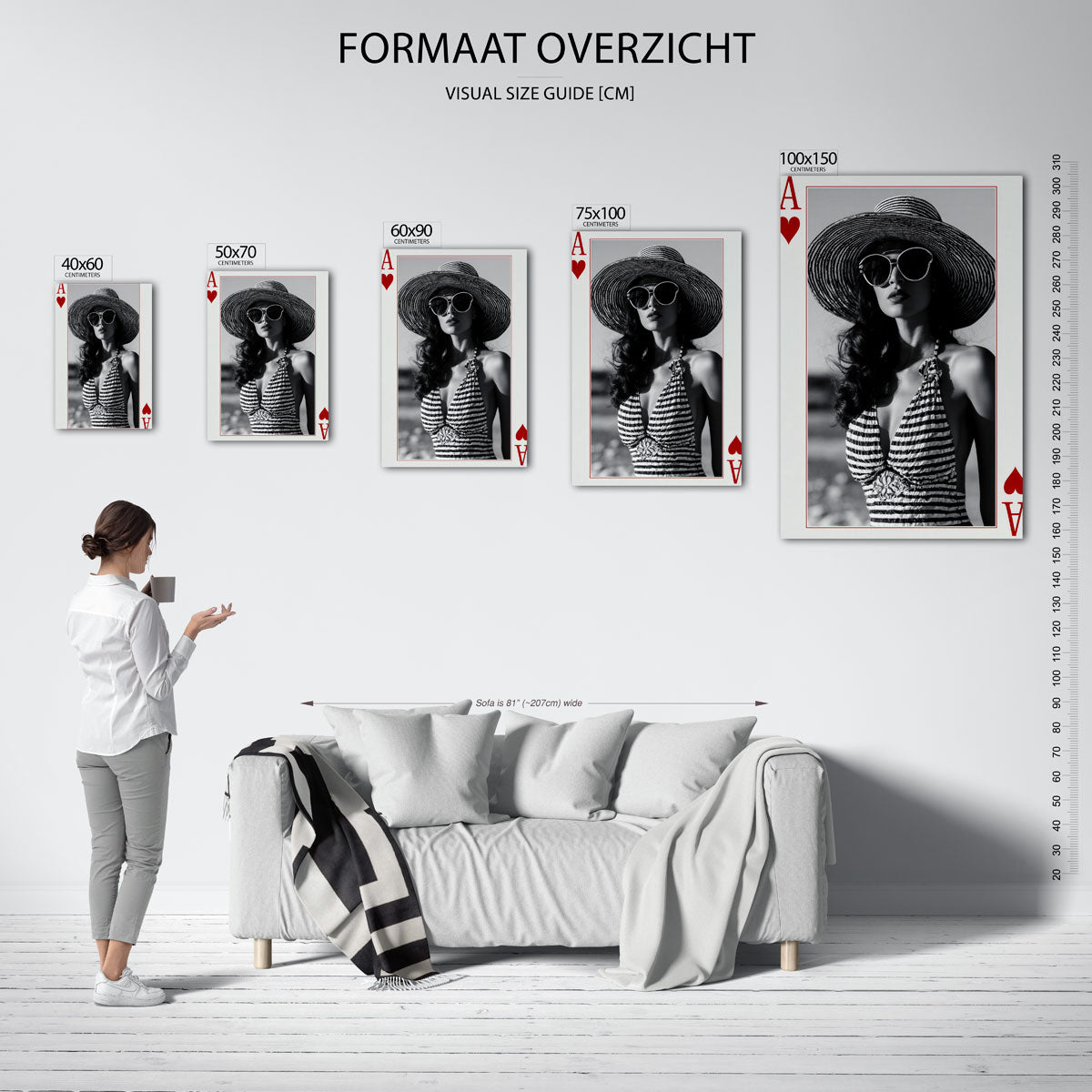 Kaart met dame Kunstwerk