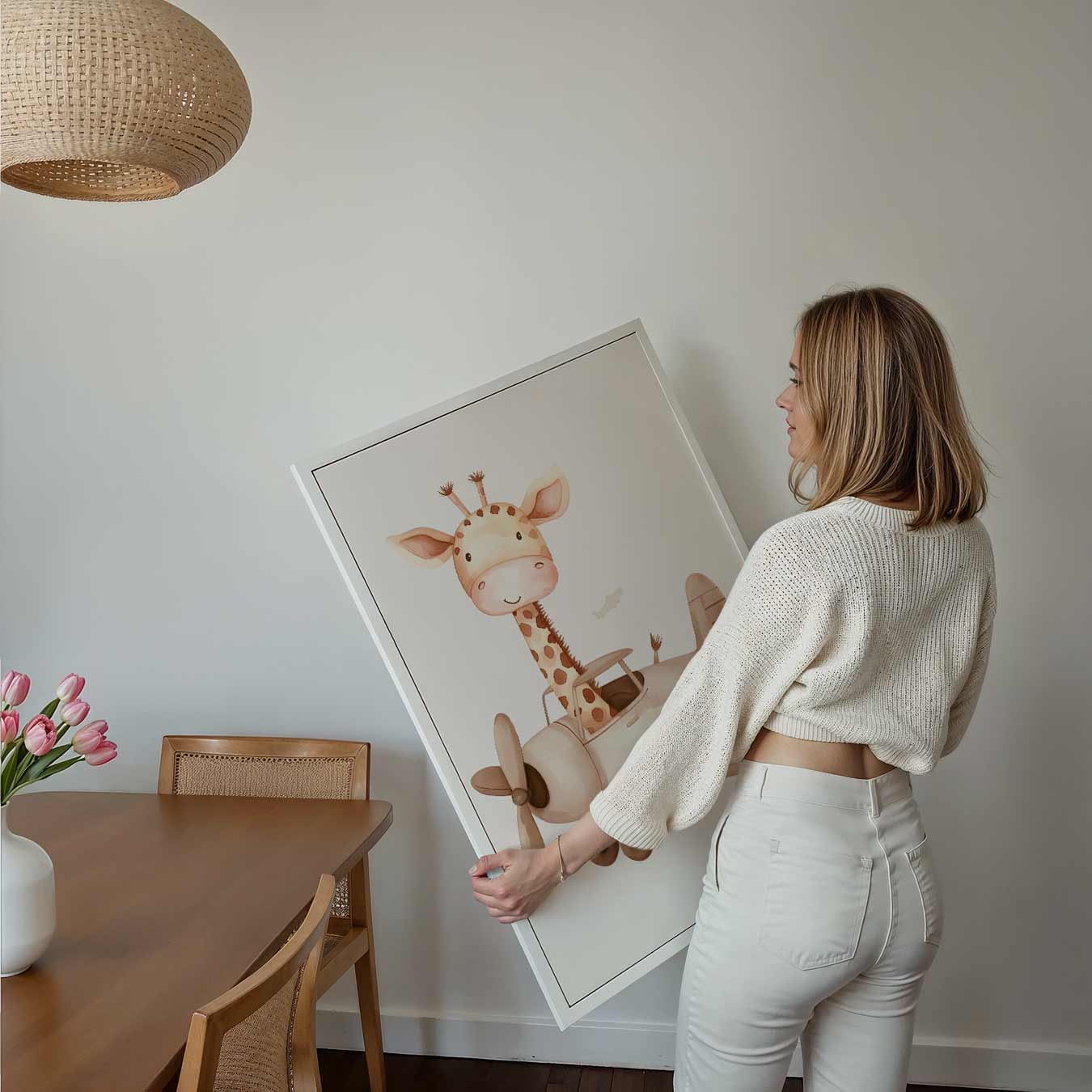 Luchtige Droomvlucht Giraffe Poster-WallArtistic