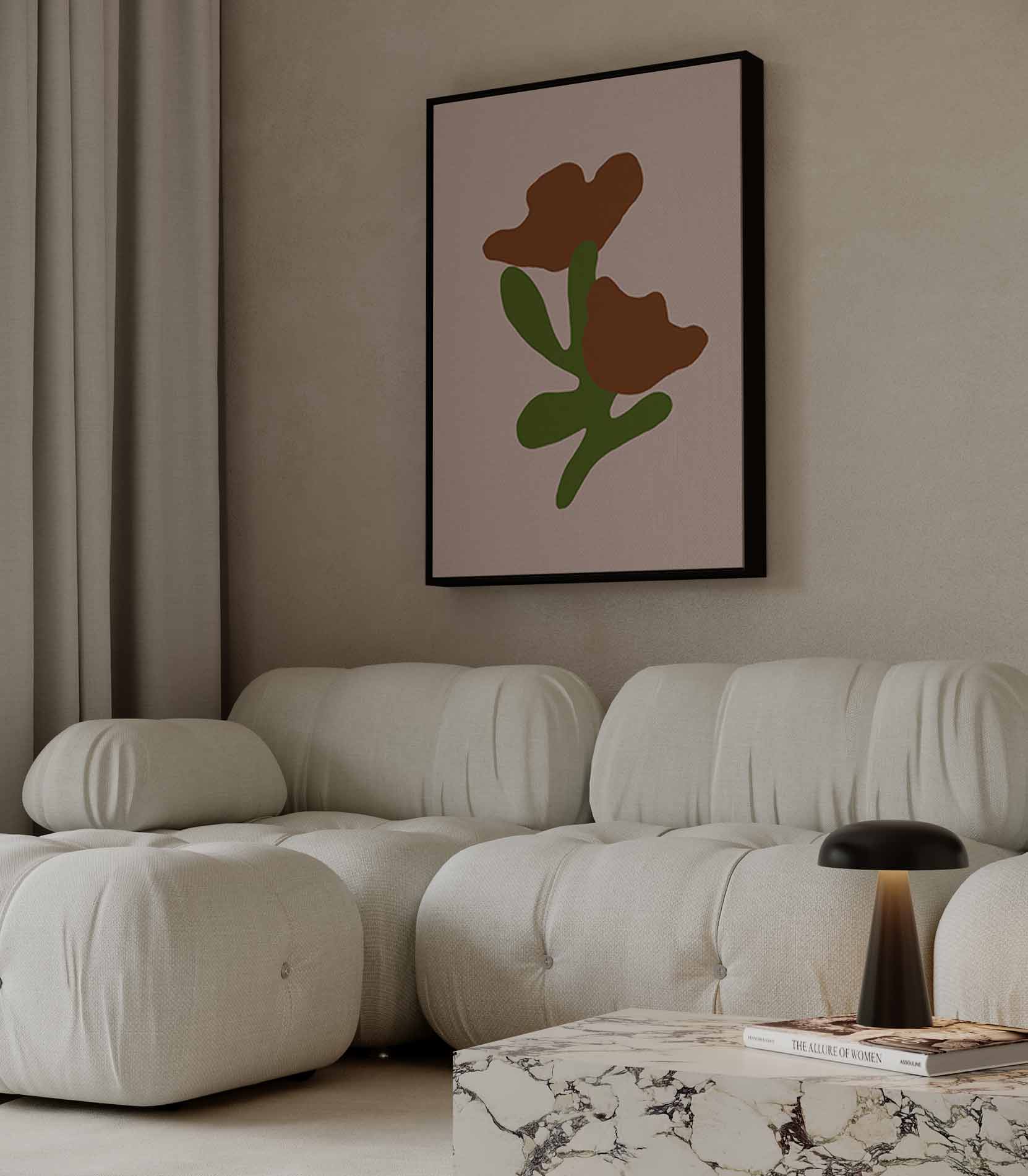 Bloemen in Abstracte Vormen Kunstwerk-canvas-dibond-plexiglas-wanddecoratie-WallArtistic