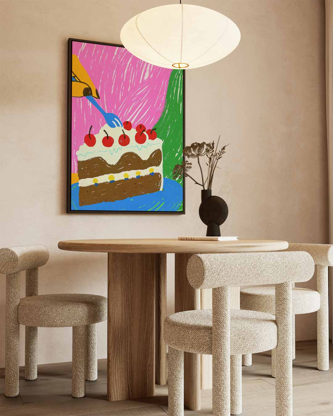 Vrolijke Taart Fantasie Kunstwerk-canvas-dibond-plexiglas-wanddecoratie-WallArtistic