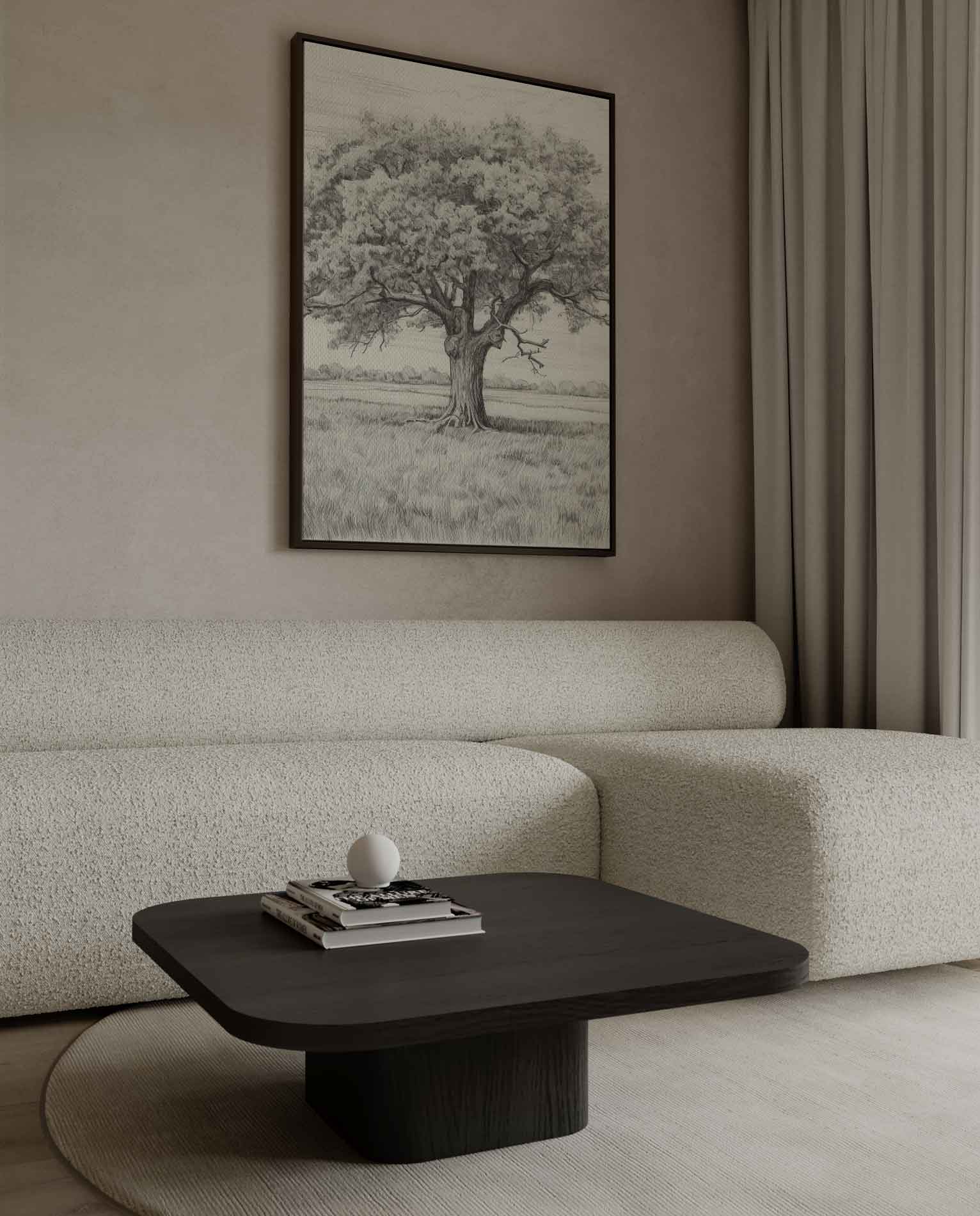 Magische Eikenboom Schets Kunstwerk-canvas-dibond-plexiglas-wanddecoratie-WallArtistic