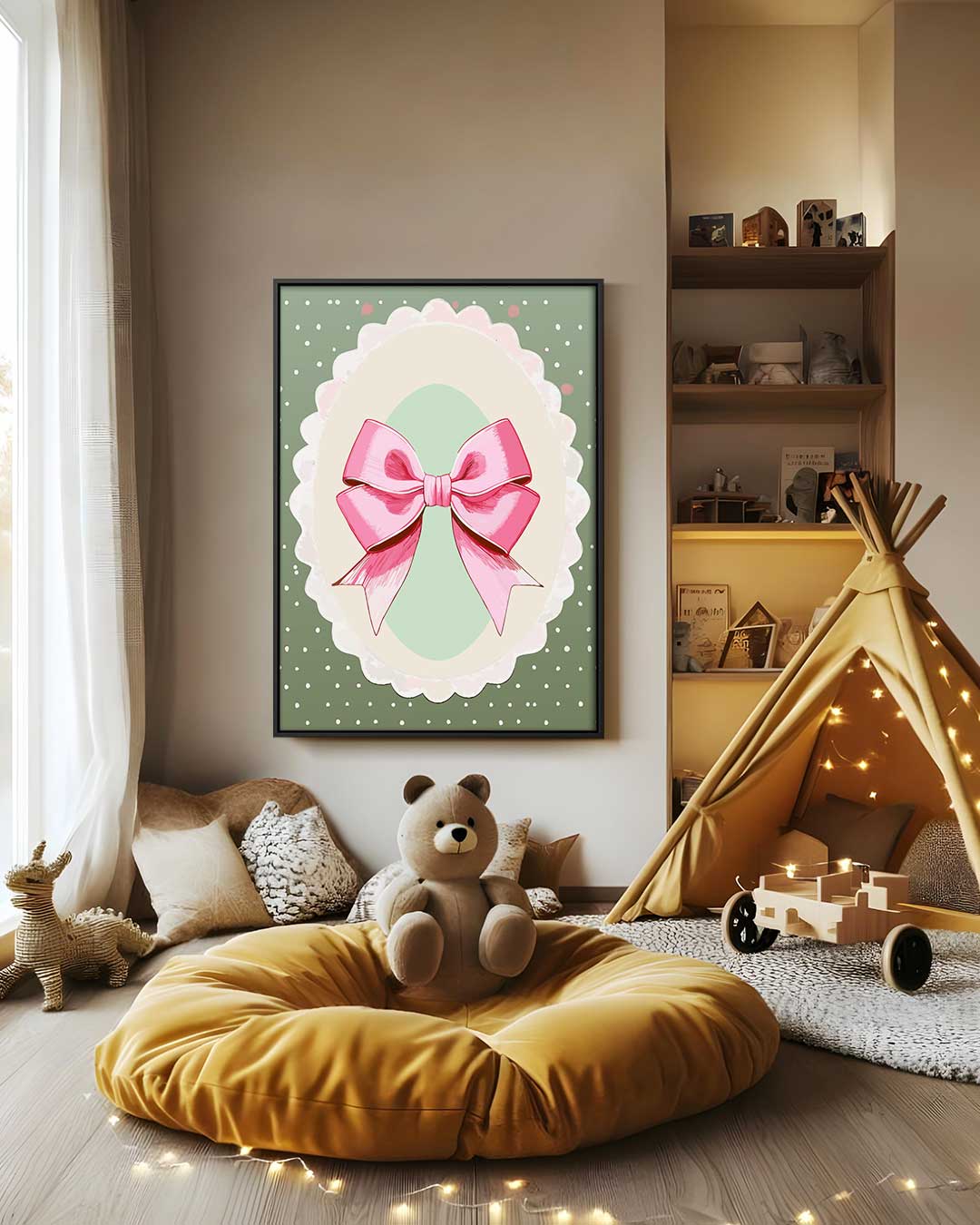 Charmante Roze Strik Illustratie Kunstwerk-canvas-dibond-plexiglas-wanddecoratie-WallArtistic
