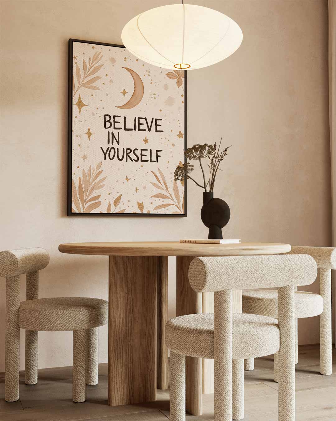 Motiverende Maan en Sterren Poster Kunstwerk-canvas-dibond-plexiglas-wanddecoratie-WallArtistic