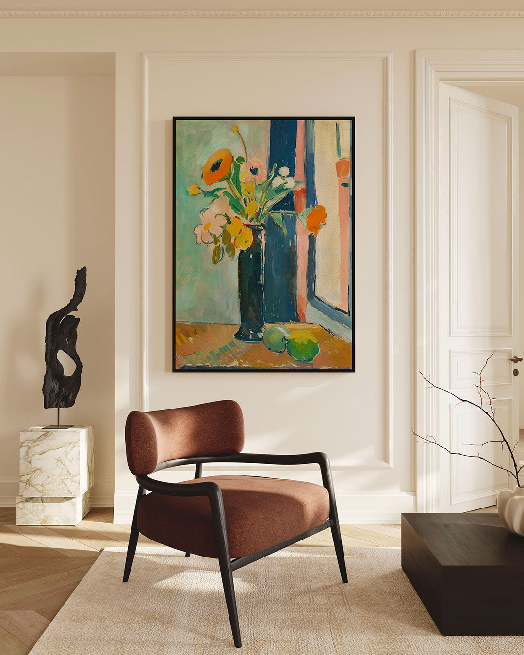Bloemstilleven met vaas Kunstwerk