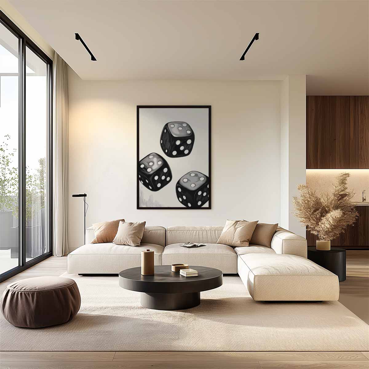 Dansende Dobbelstenen Kunstwerk-canvas-dibond-plexiglas-wanddecoratie-WallArtistic