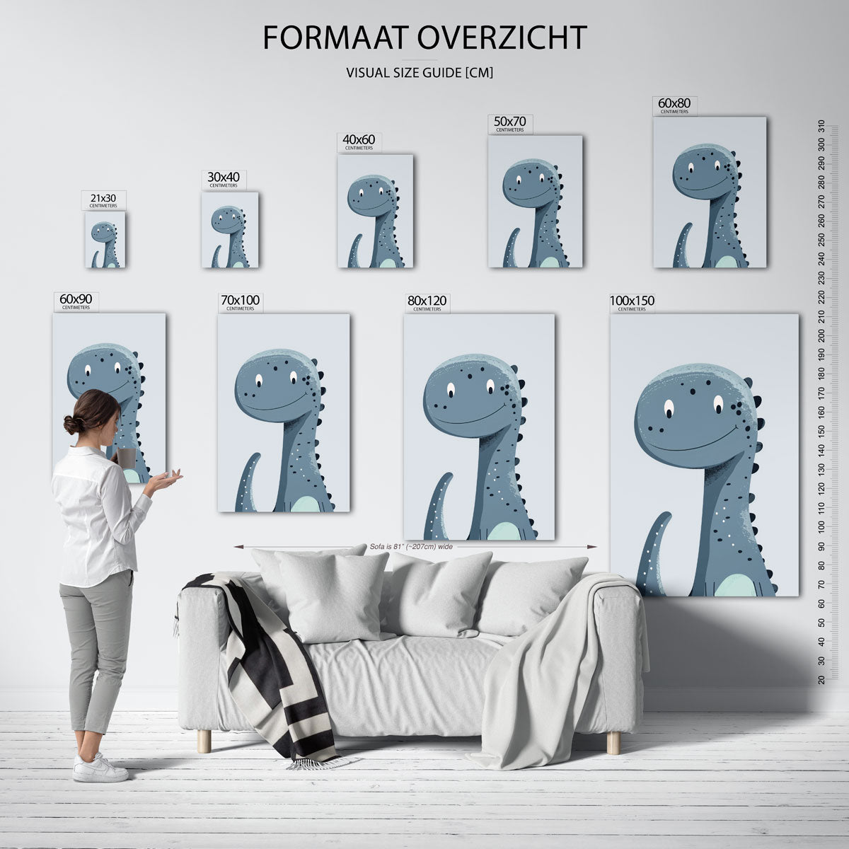 Blauwe dinosaurus Poster