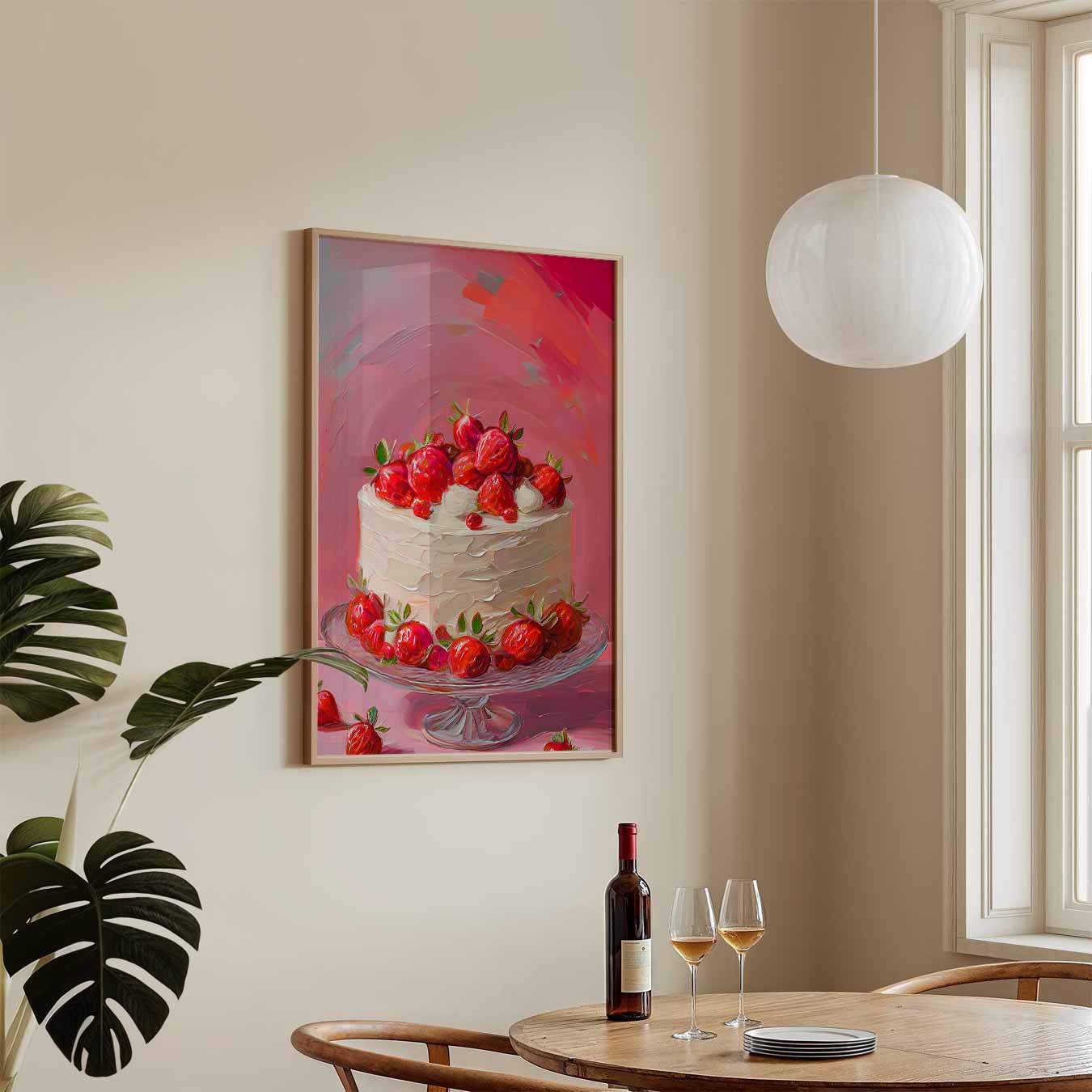 Zomerse Aardbeientaart Kunstposter-WallArtistic