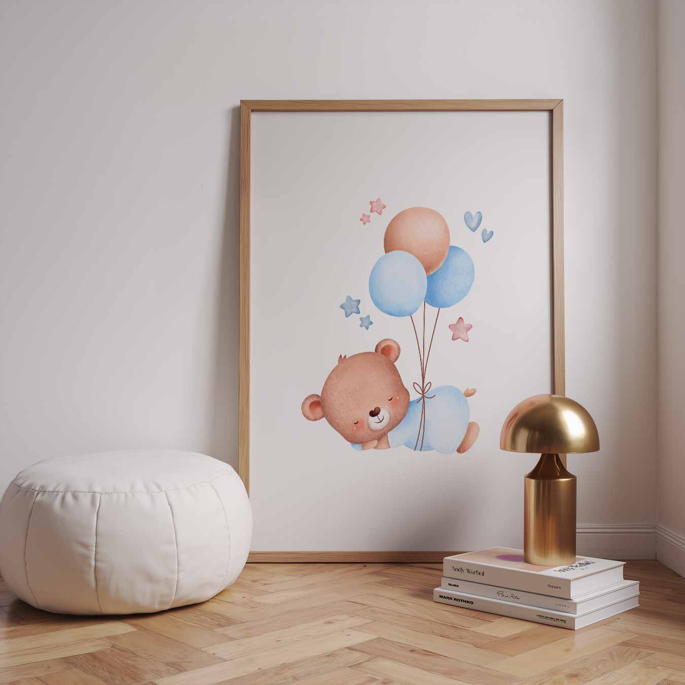 Schattige Slapende Beer met Ballonnen Poster-WallArtistic