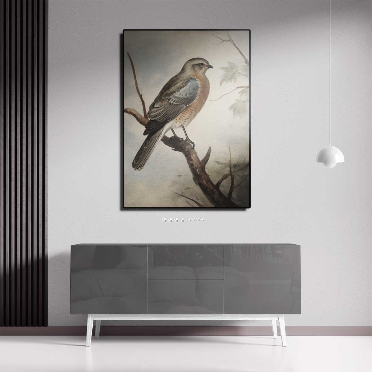 Vogelschilderij op tak Kunstwerk-canvas-dibond-plexiglas-wanddecoratie-WallArtistic