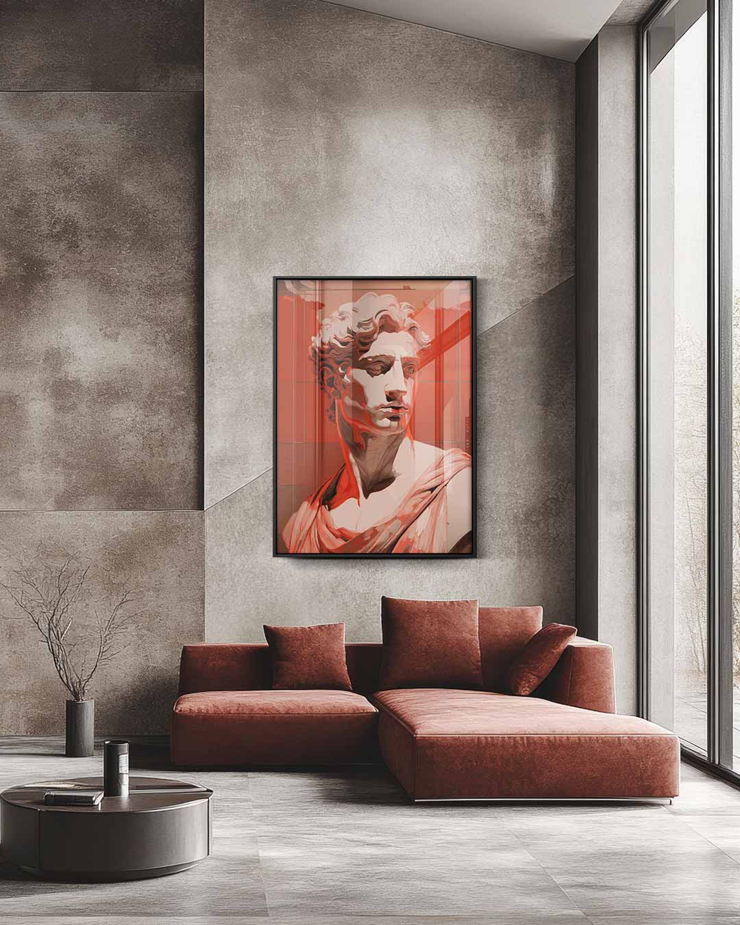 Klassieke Beeltenis in Rood Kunstwerk-canvas-dibond-plexiglas-wanddecoratie-WallArtistic