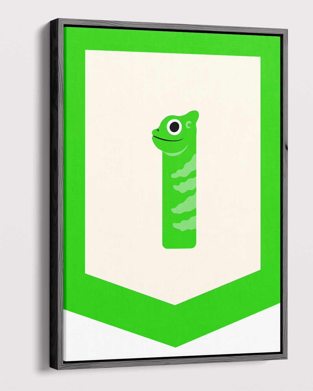Vrolijke Gecko Illustratie Kunstwerk-canvas-dibond-plexiglas-wanddecoratie-WallArtistic