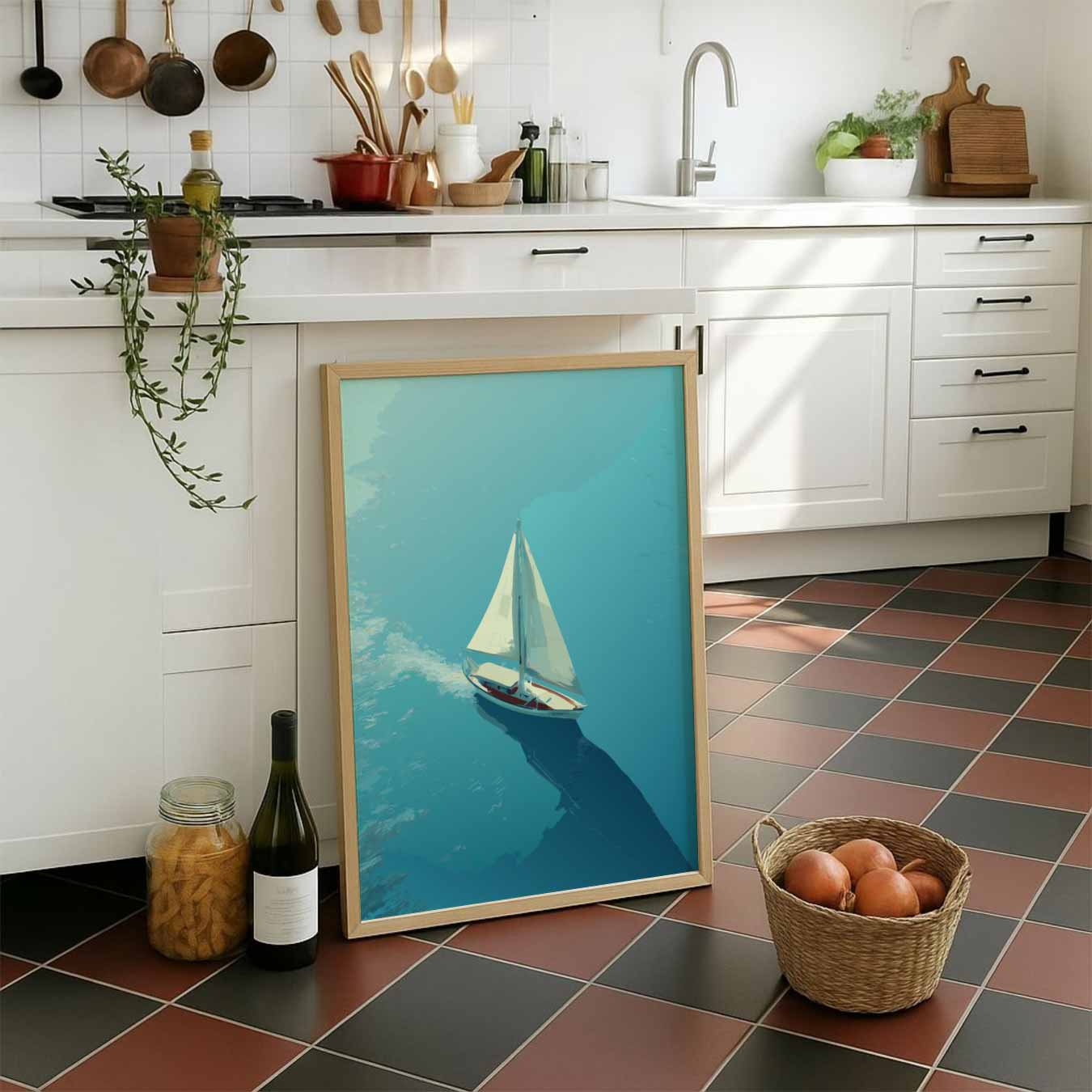 Zeilboot in de Zonsondergang Poster-WallArtistic