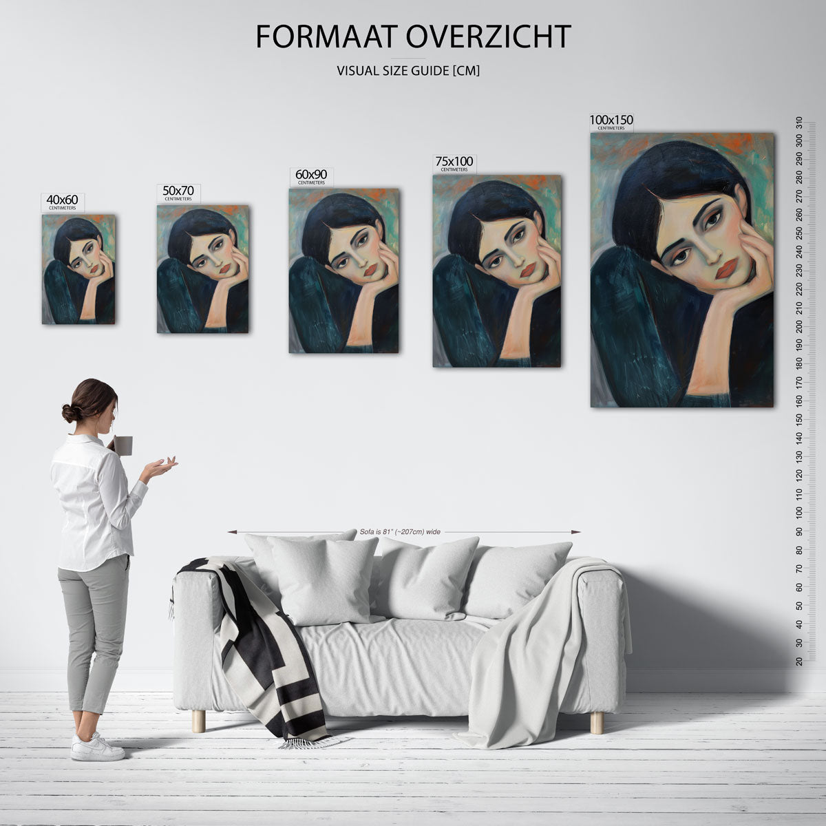 Dromerige portretstudie Kunstwerk
