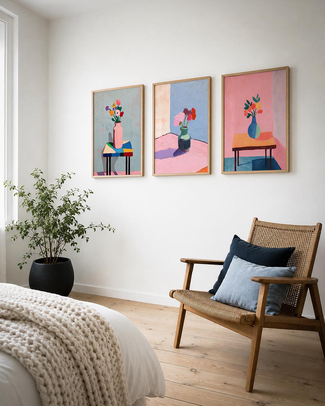 Kleurrijke bloemenvorm Posterset