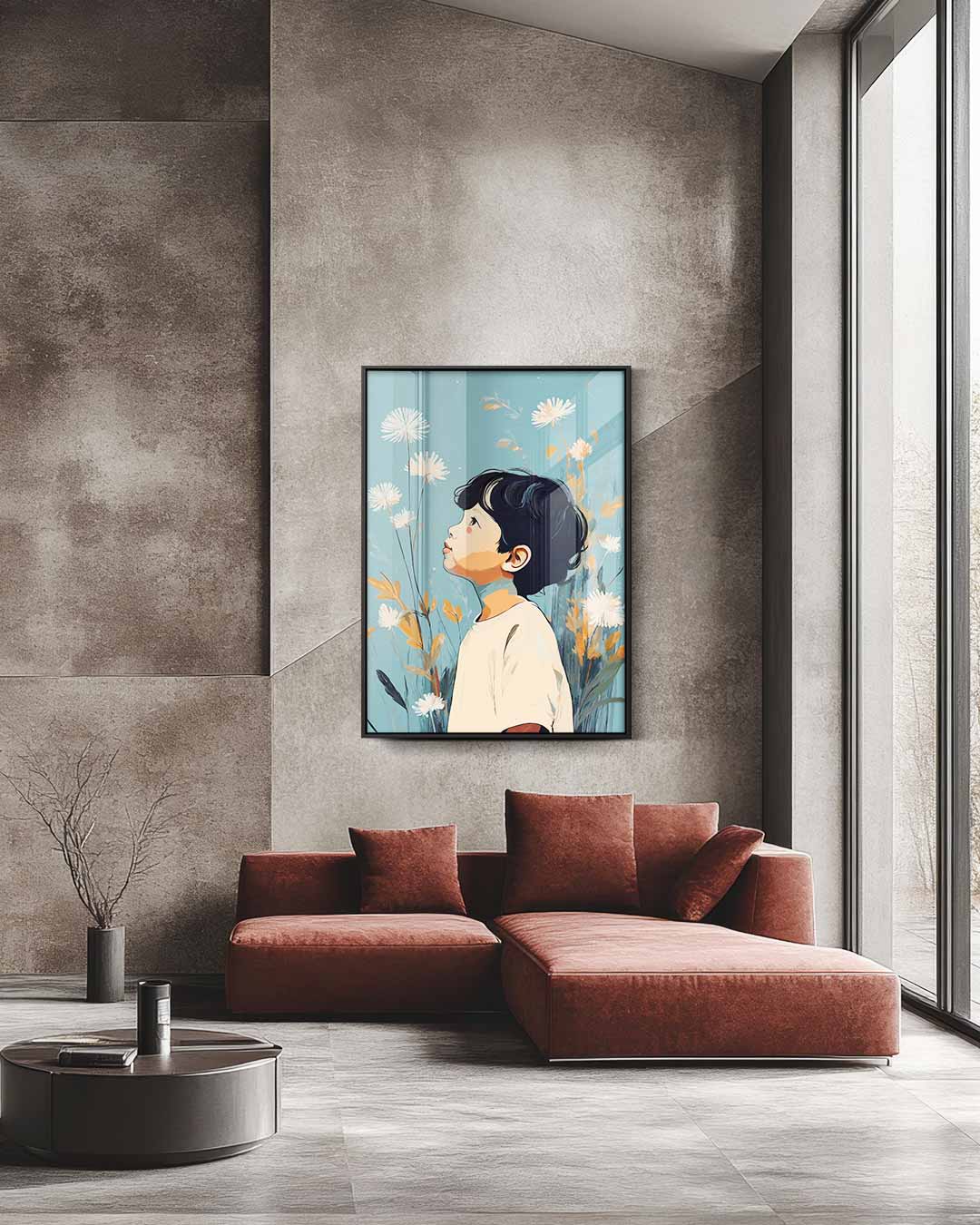 Dromend Tussen Bloemen Kunstwerk-canvas-dibond-plexiglas-wanddecoratie-WallArtistic
