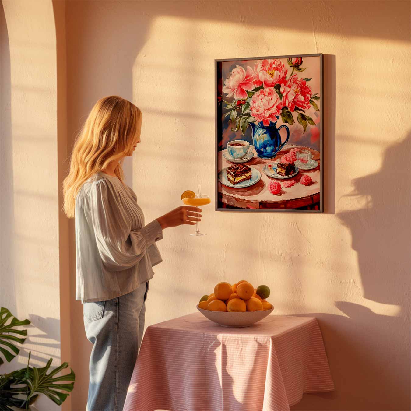 Romantische Bloemen en Dessert Poster