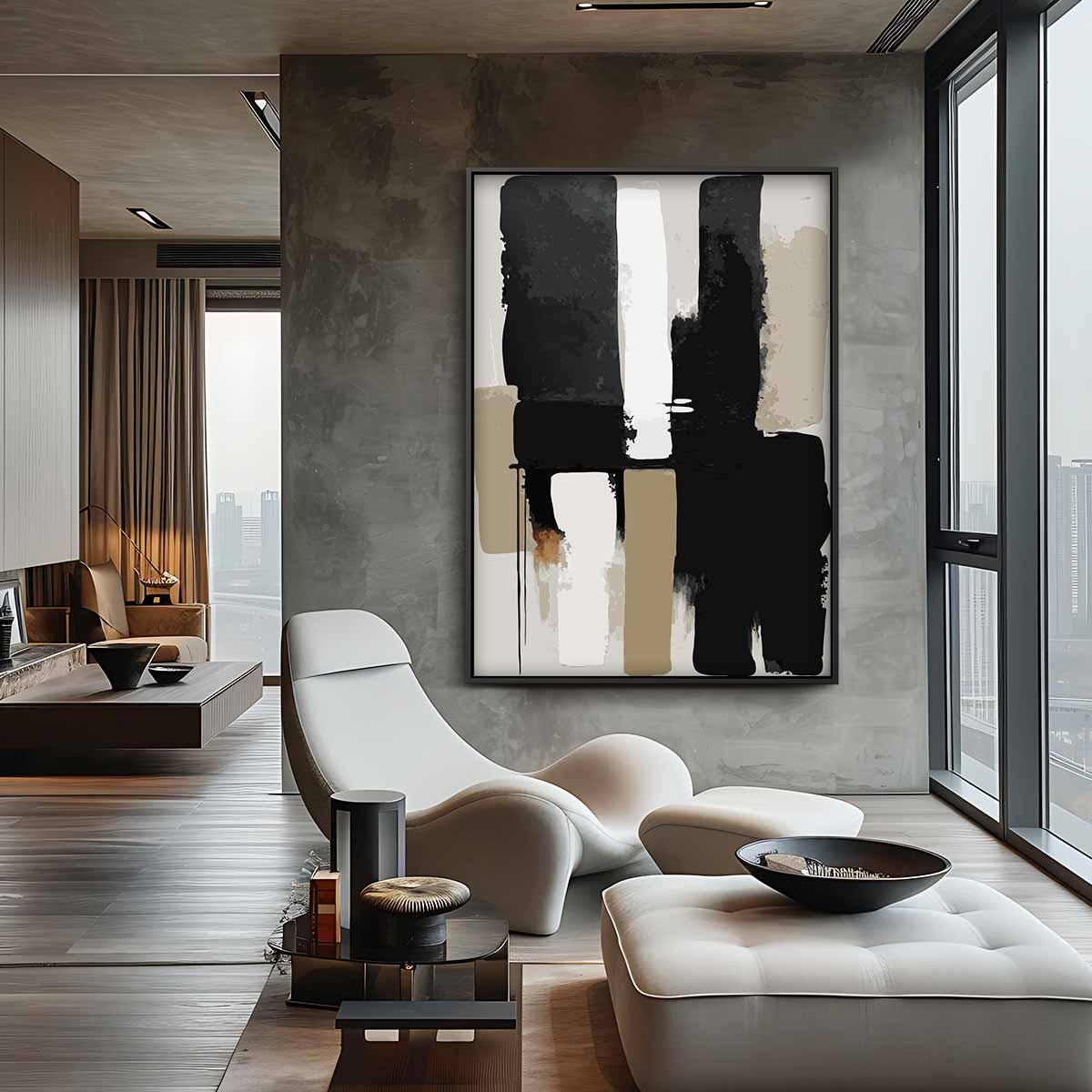 Abstract Contrast Kunstwerk-canvas-dibond-plexiglas-wanddecoratie-WallArtistic