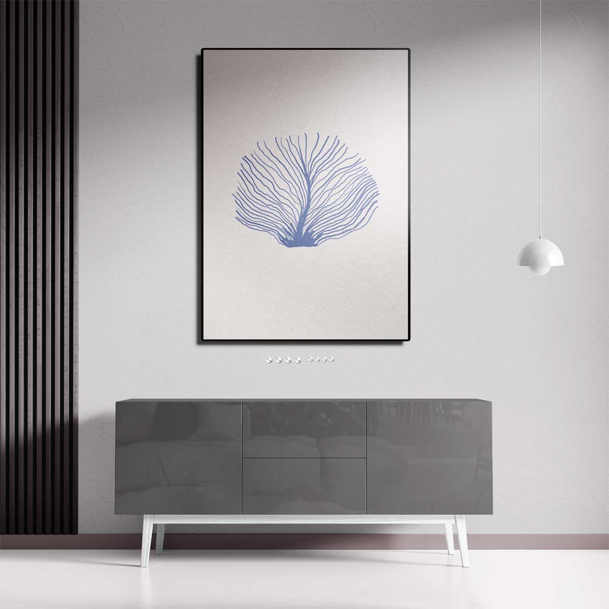 Abstracte Blauwe Zeeventilator Kunstwerk-canvas-dibond-plexiglas-wanddecoratie-WallArtistic