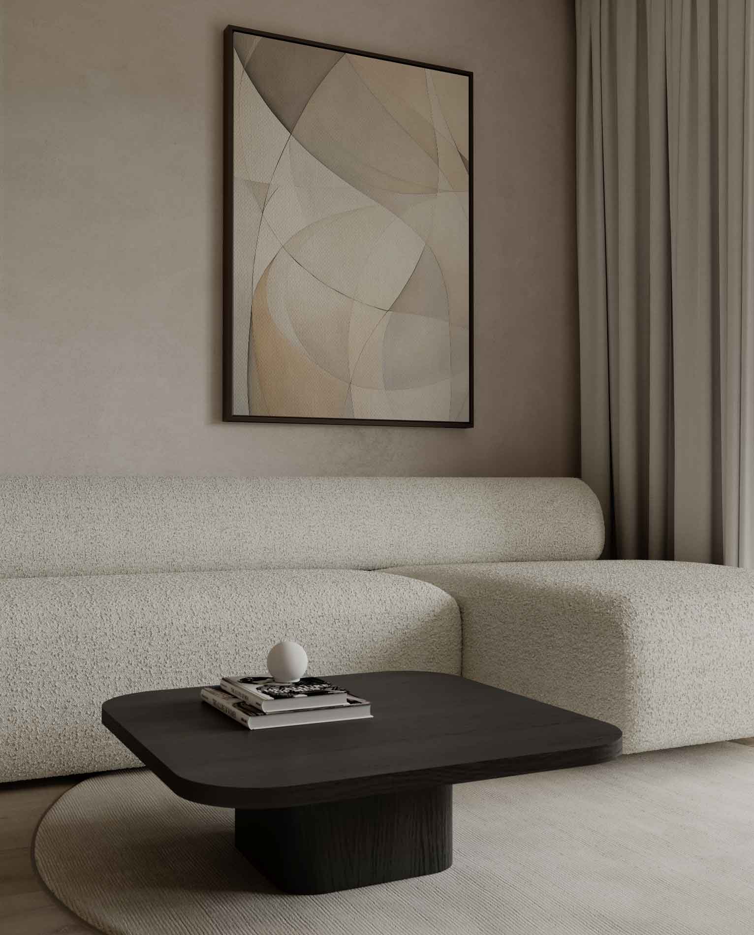 Subtiele Neutrale Golven Kunstwerk-canvas-dibond-plexiglas-wanddecoratie-WallArtistic