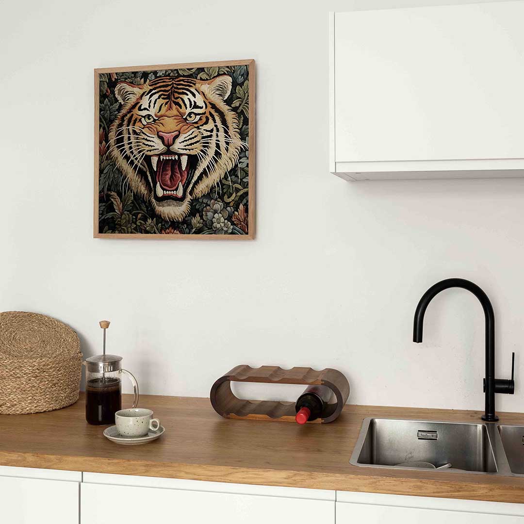 Tijger met bloemen Poster