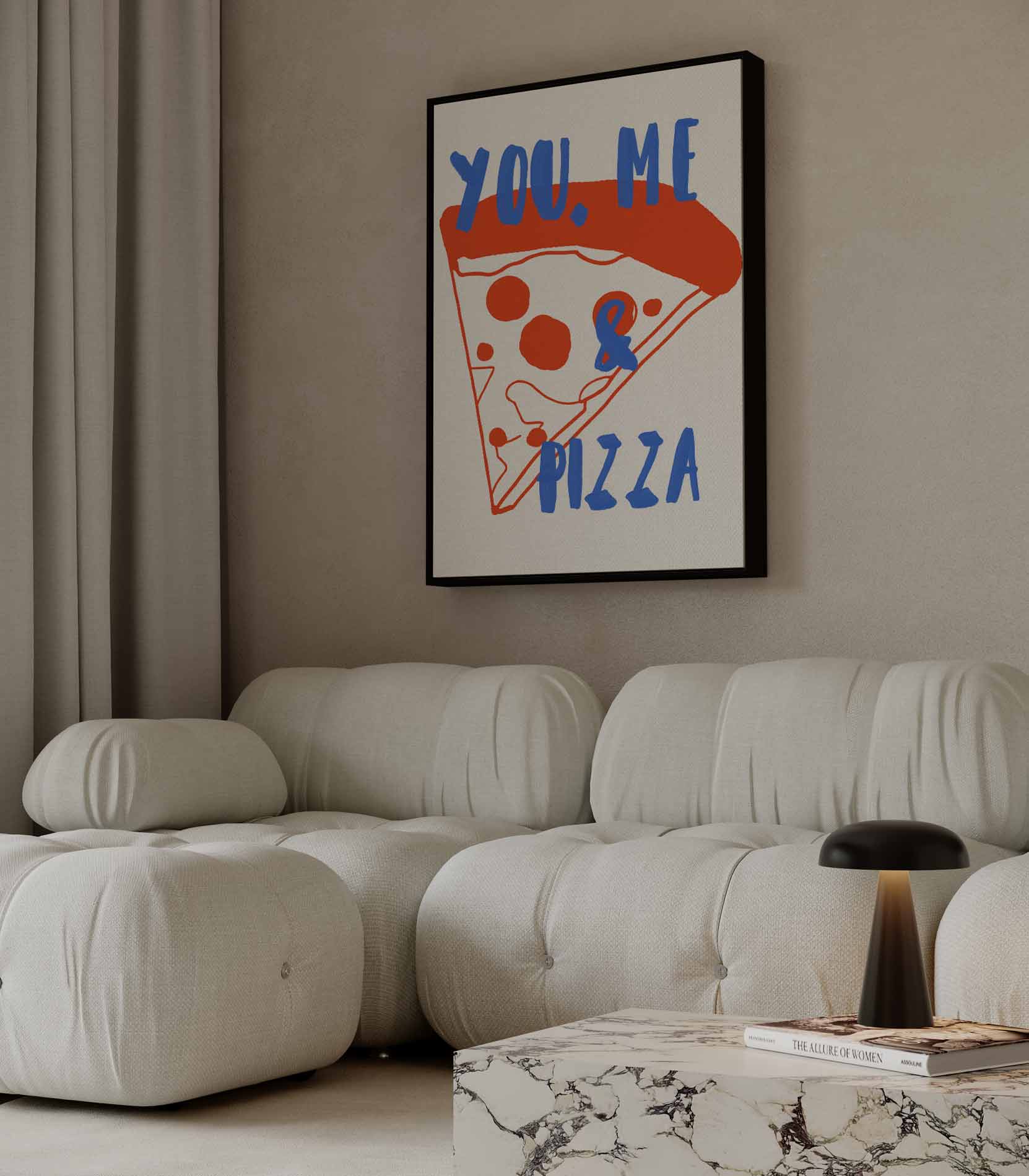 You, Me & Pizza Kunstwerk-canvas-dibond-plexiglas-wanddecoratie-WallArtistic