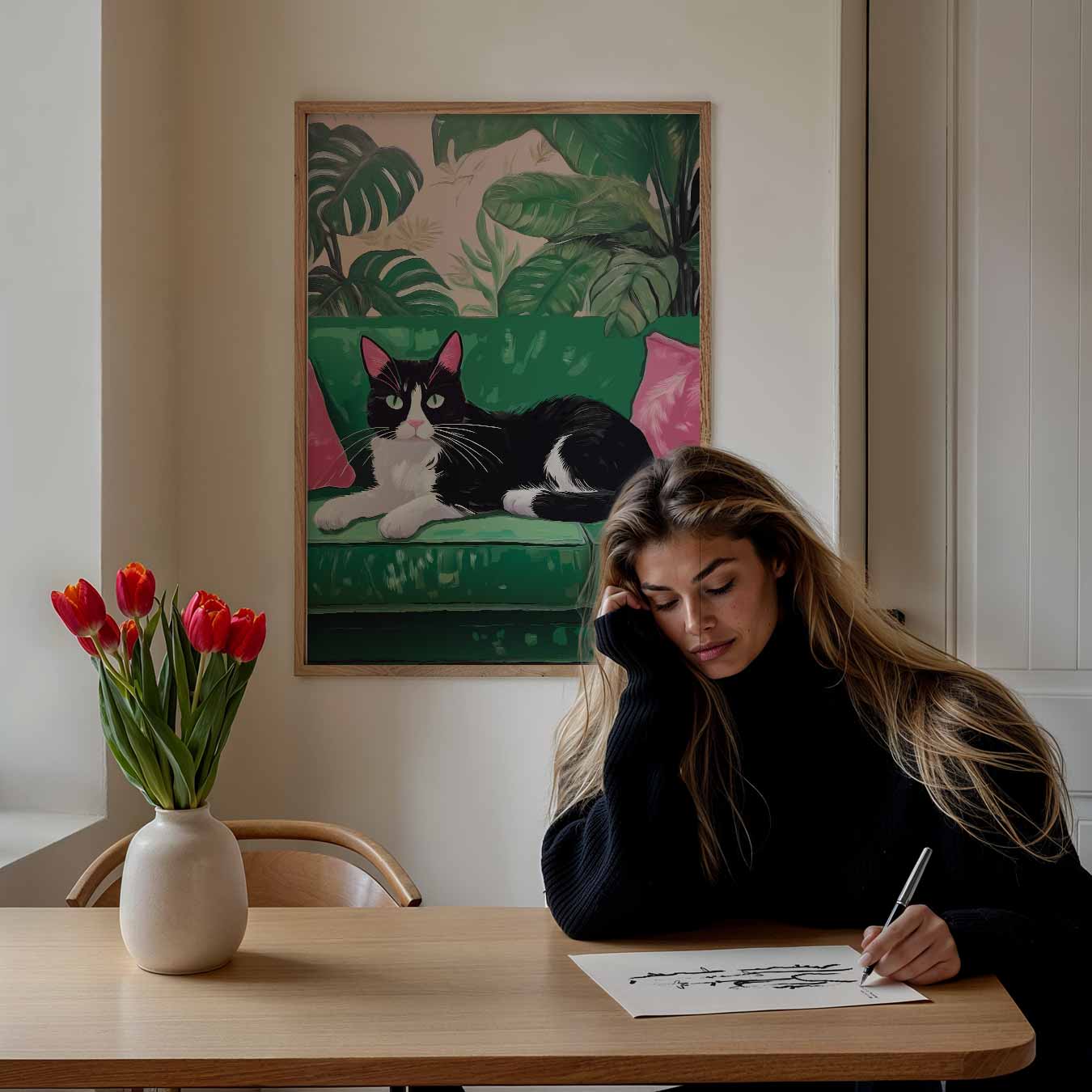 Cozy Cat in Jungle Chill Poster