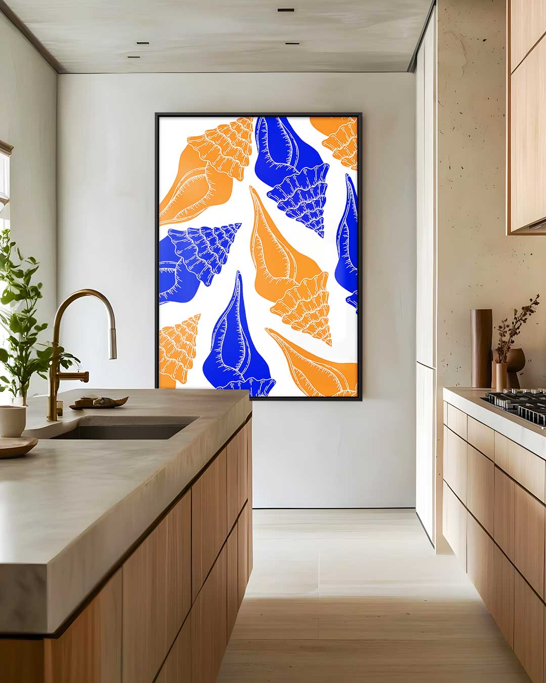 Schelpenavontuur op Kleur Kunstwerk-canvas-dibond-plexiglas-wanddecoratie-WallArtistic