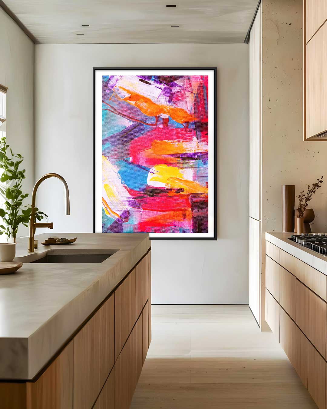 Kleurenexplosie Abstract Kunstwerk-canvas-dibond-plexiglas-wanddecoratie-WallArtistic