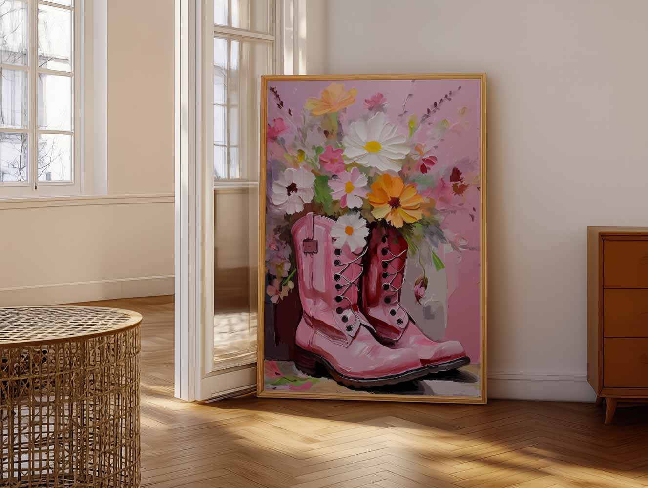 Bloemige Laarzen Poster-WallArtistic