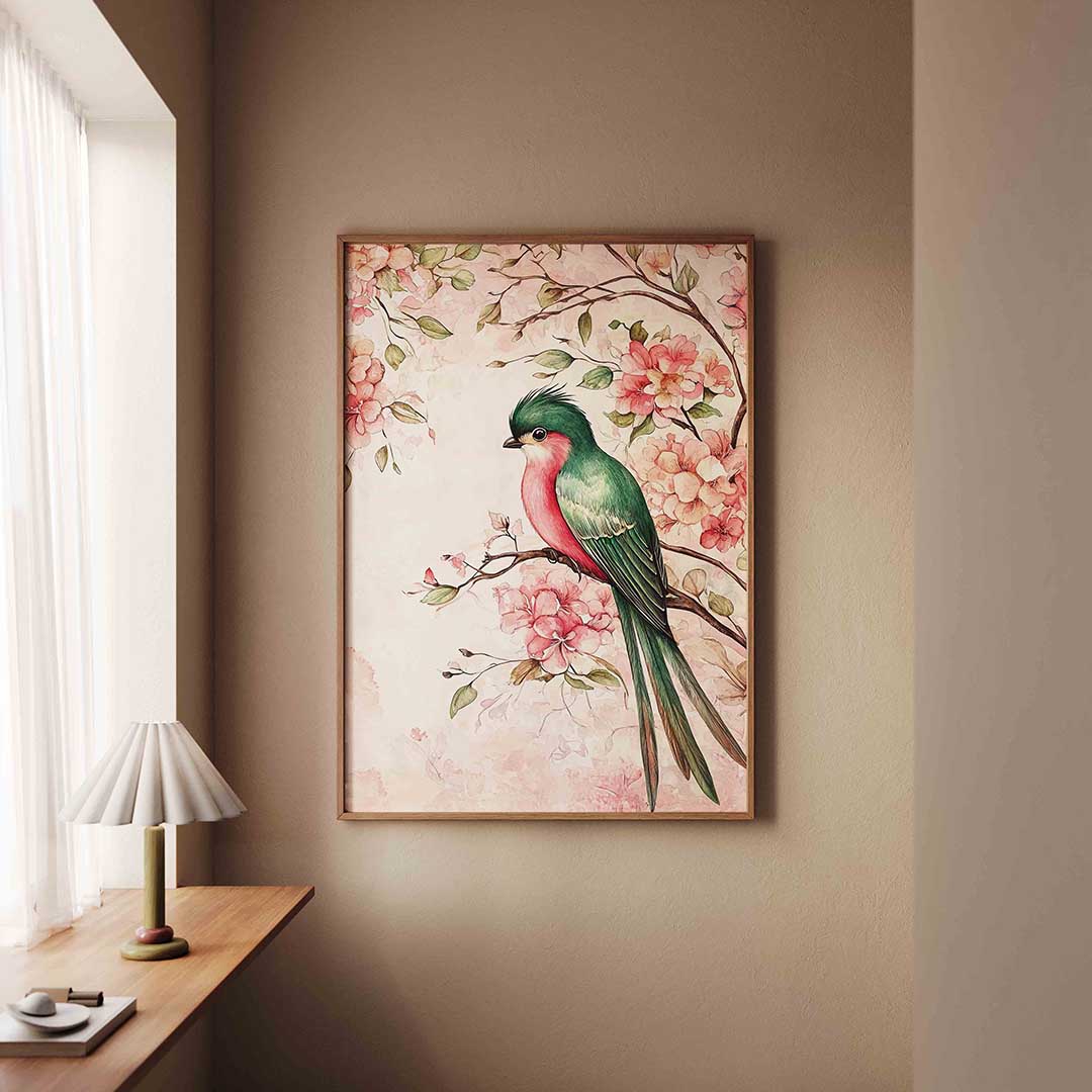 Vogel en bloemen Poster