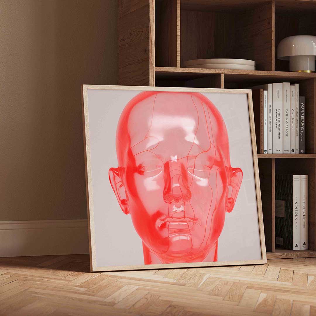 Transparant rood hoofd Poster