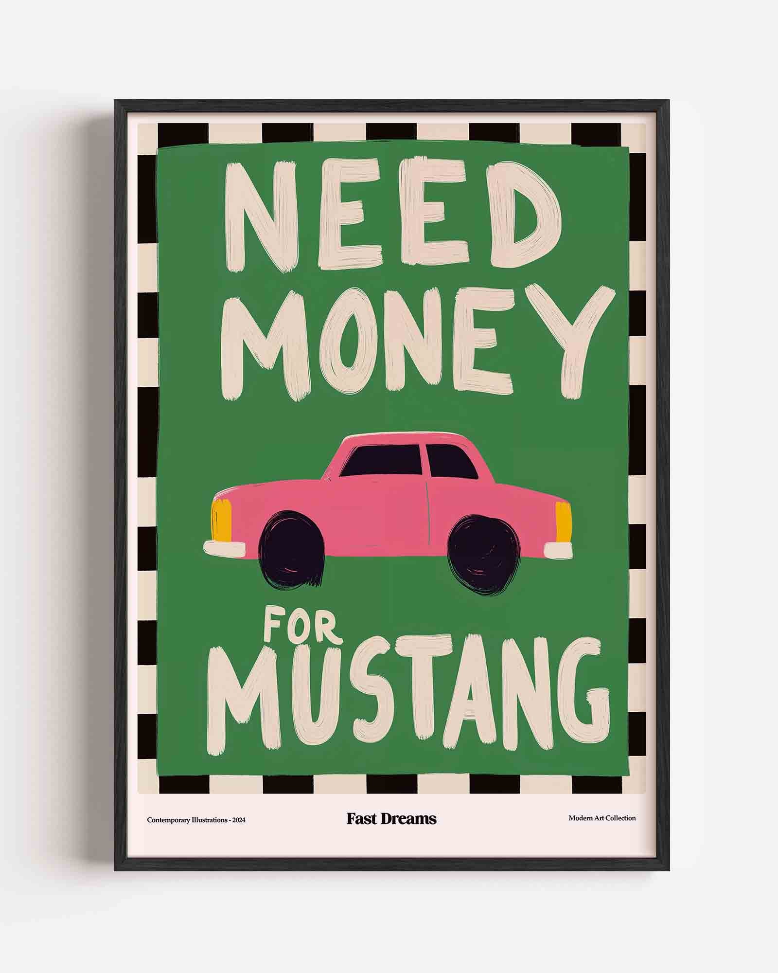 Roze auto en tekst Poster