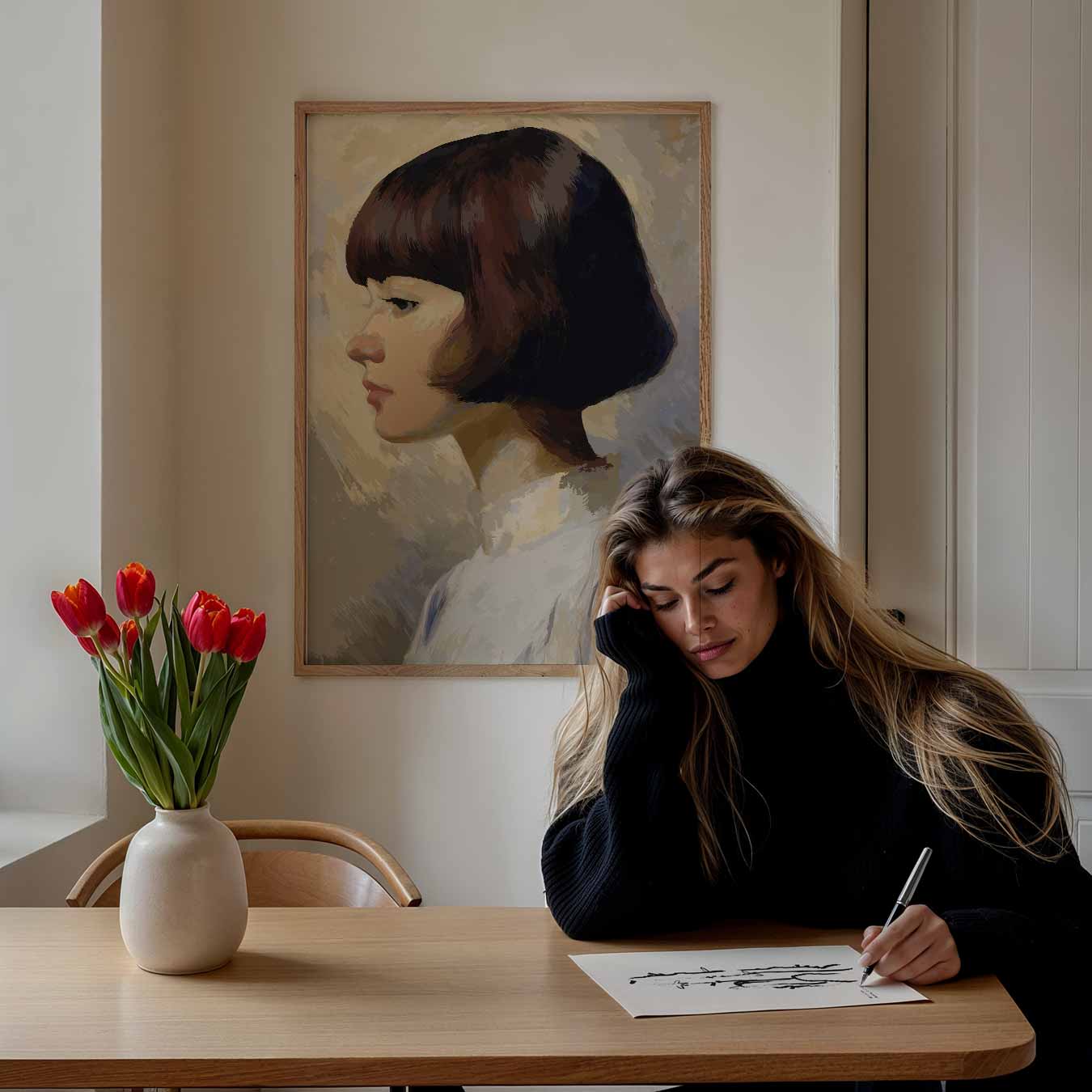 Vintage Vrouwelijk Portret Poster-WallArtistic