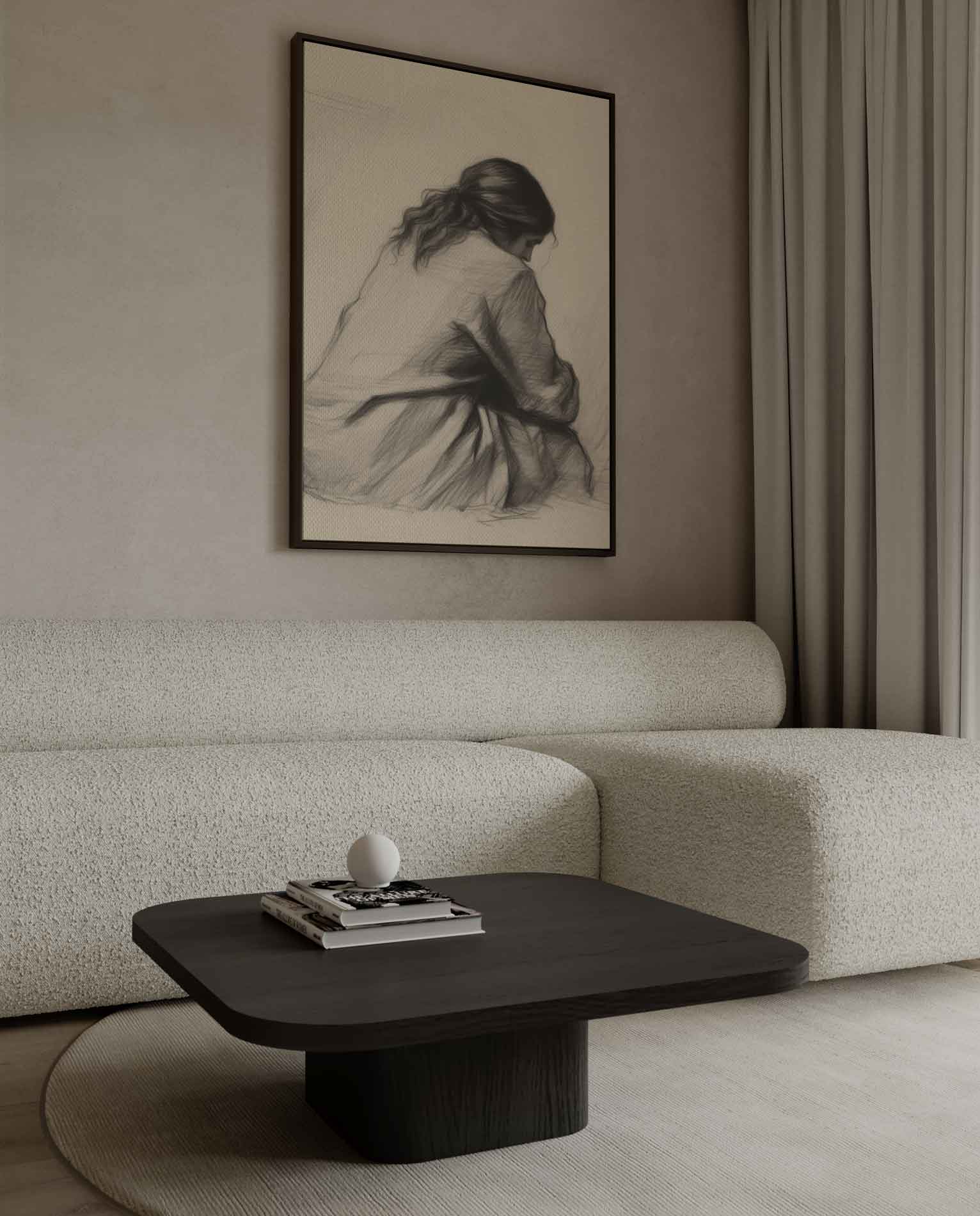Intiem Moment in Potlood Kunstwerk-canvas-dibond-plexiglas-wanddecoratie-WallArtistic