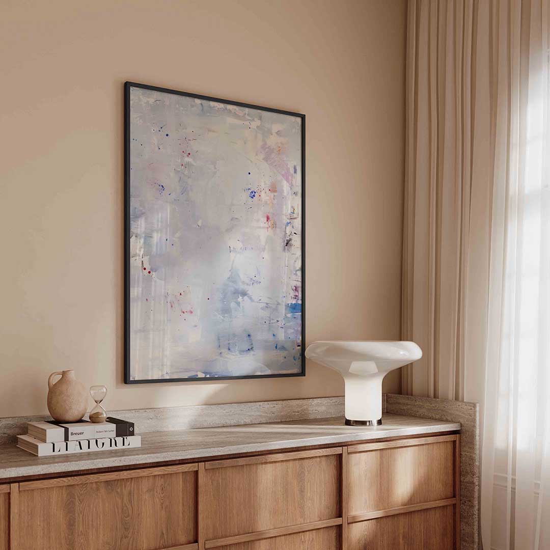 Abstracte blauwe en witte Poster