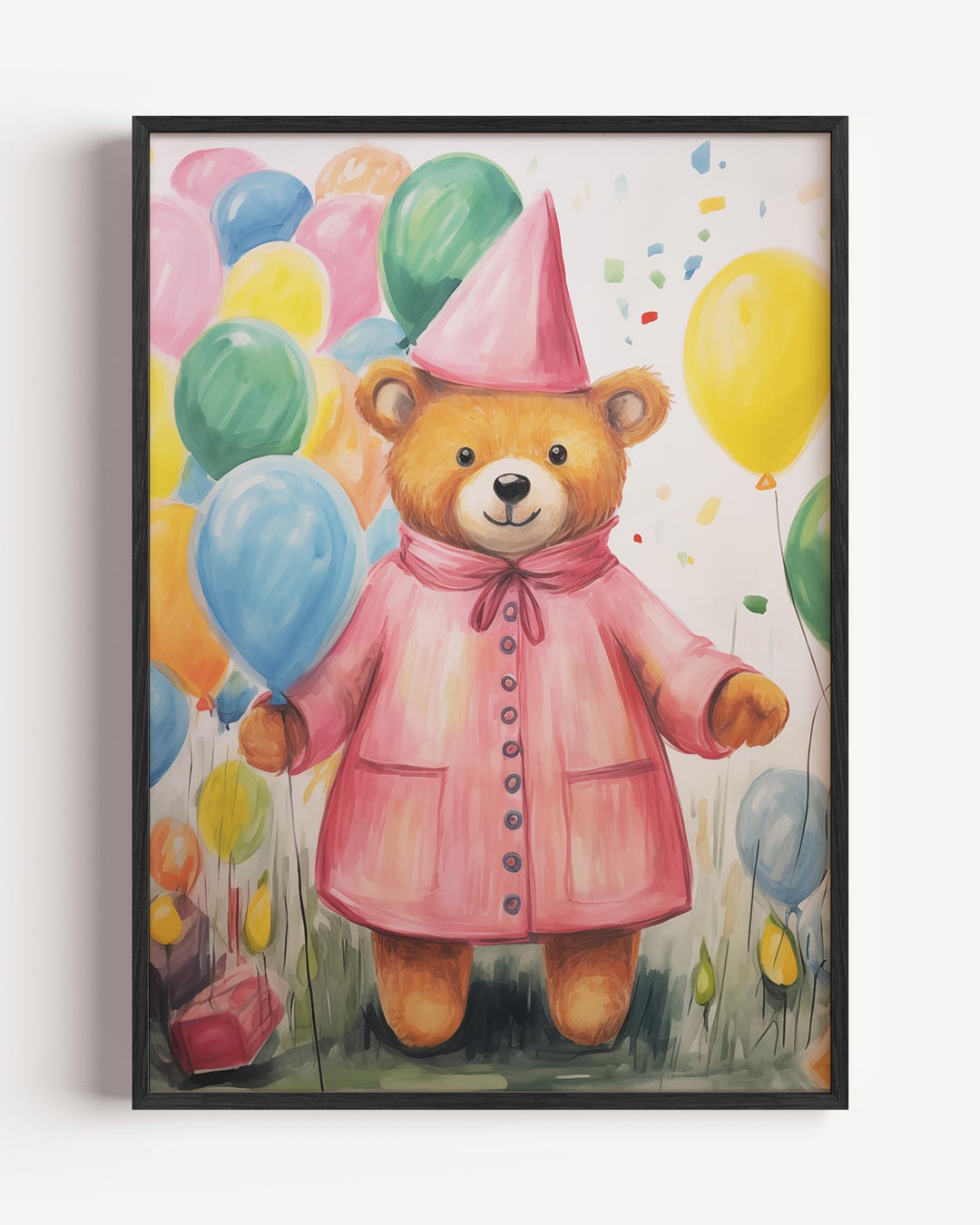 Vrolijke Teddy Beer Feestposter-WallArtistic