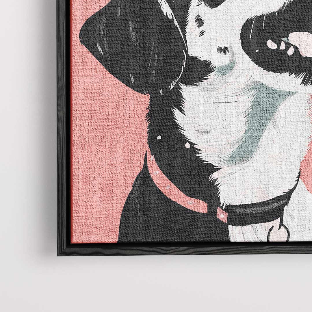 Vrolijke Puppy Met Vlinder Kunstwerk-canvas-dibond-plexiglas-wanddecoratie-WallArtistic