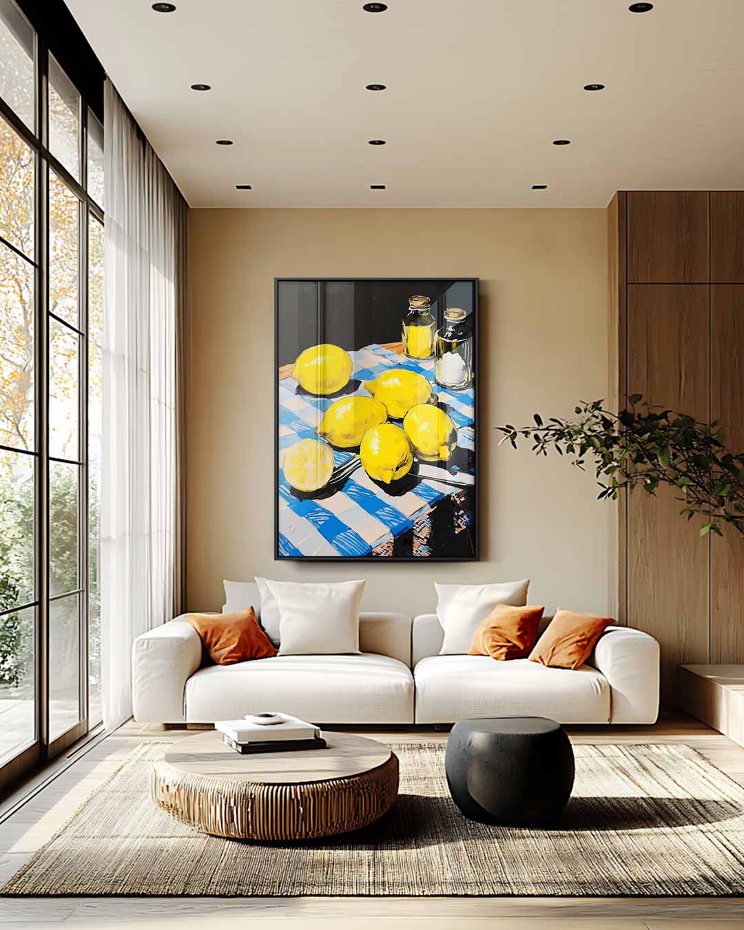Citroentaferelen op Tafel Kunstwerk-canvas-dibond-plexiglas-wanddecoratie-WallArtistic