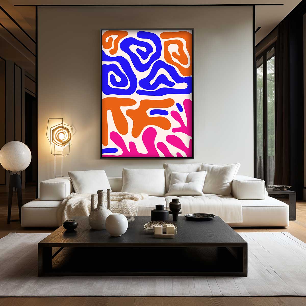 Kleurrijke Vormenexplosie Kunstwerk-canvas-dibond-plexiglas-wanddecoratie-WallArtistic
