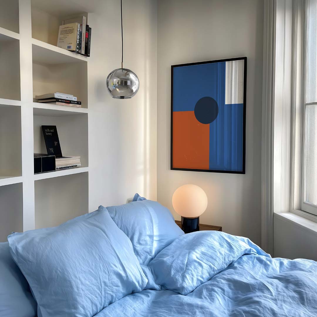 Stijlvolle Blauwe Geometrische Poster-WallArtistic