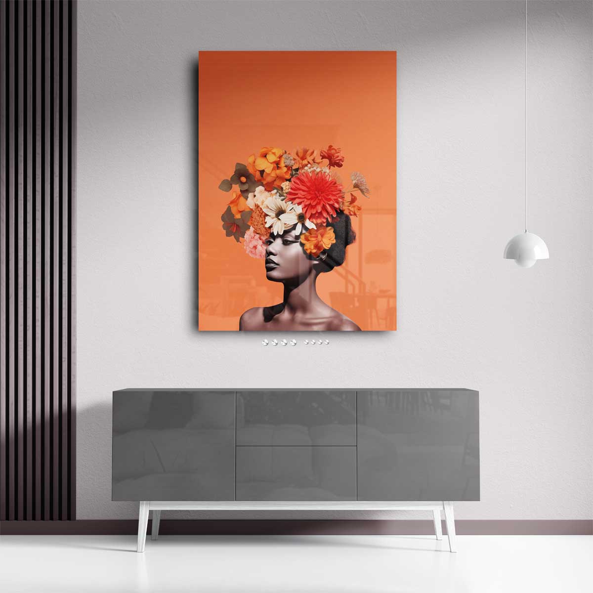 Bloemenfantasie Portret Kunstwerk-canvas-dibond-plexiglas-wanddecoratie-WallArtistic