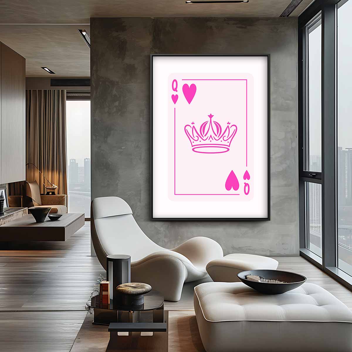 Koningin der Harten Kaartprint Kunstwerk-canvas-dibond-plexiglas-wanddecoratie-WallArtistic