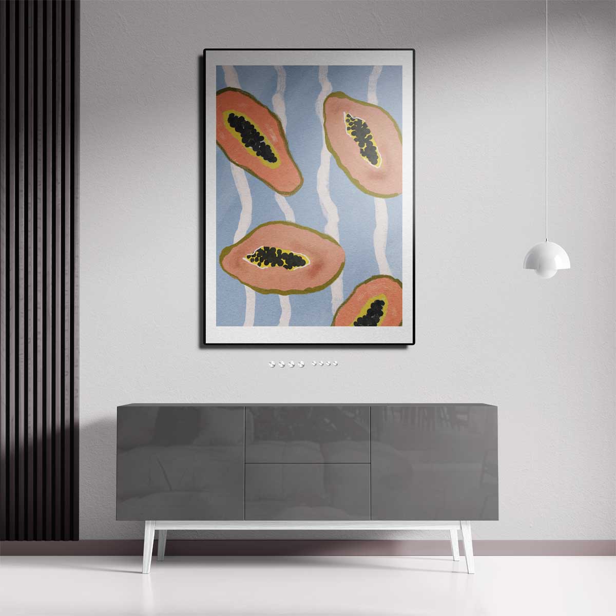 Tropische Papaya Vibes Kunstwerk-canvas-dibond-plexiglas-wanddecoratie-WallArtistic