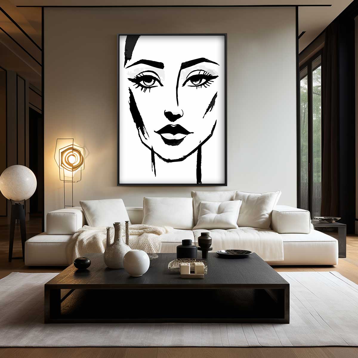 Minimalistisch Gezichtsportret Kunstwerk-canvas-dibond-plexiglas-wanddecoratie-WallArtistic