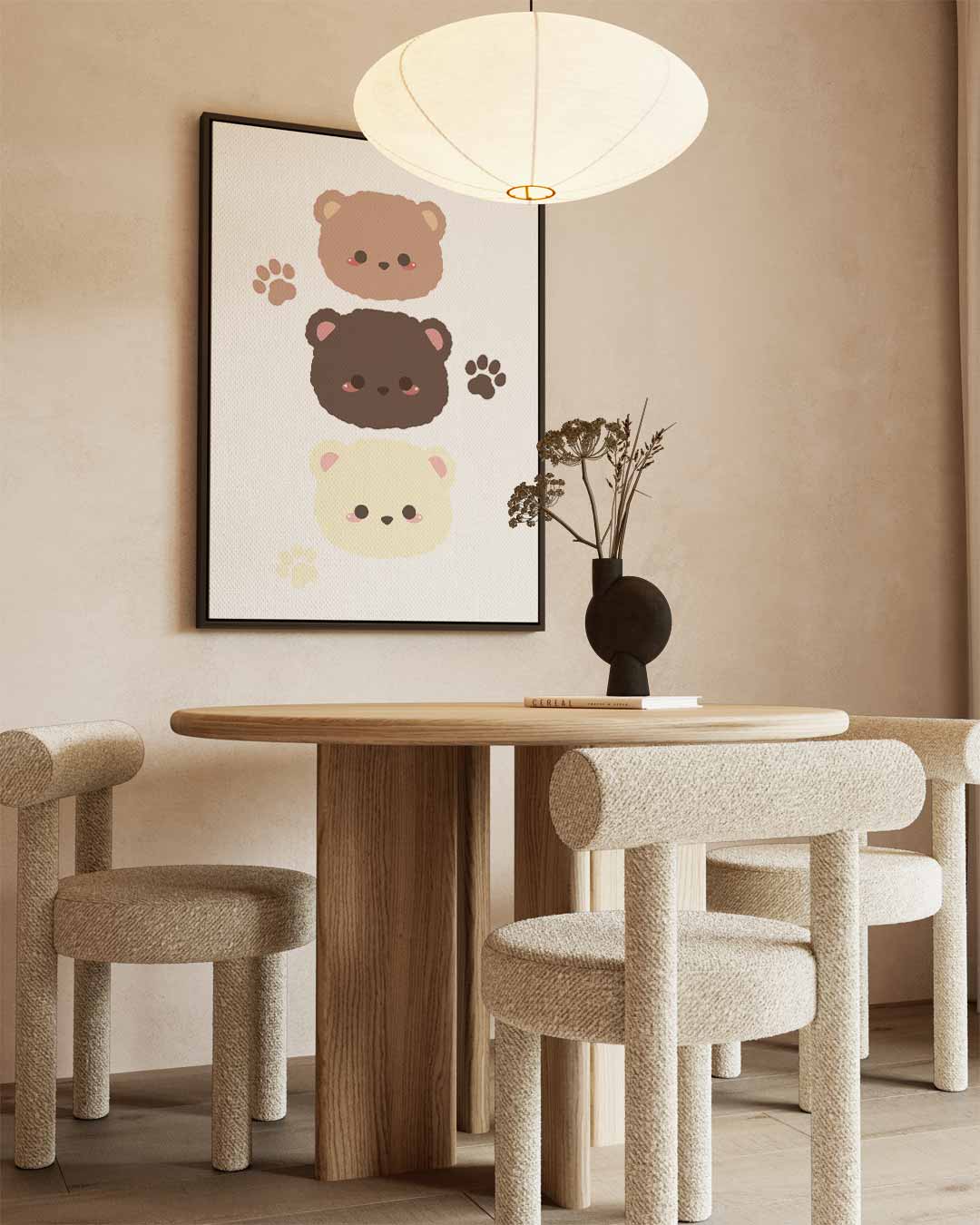 Schattige Berenkoppen Illustratie Kunstwerk-canvas-dibond-plexiglas-wanddecoratie-WallArtistic