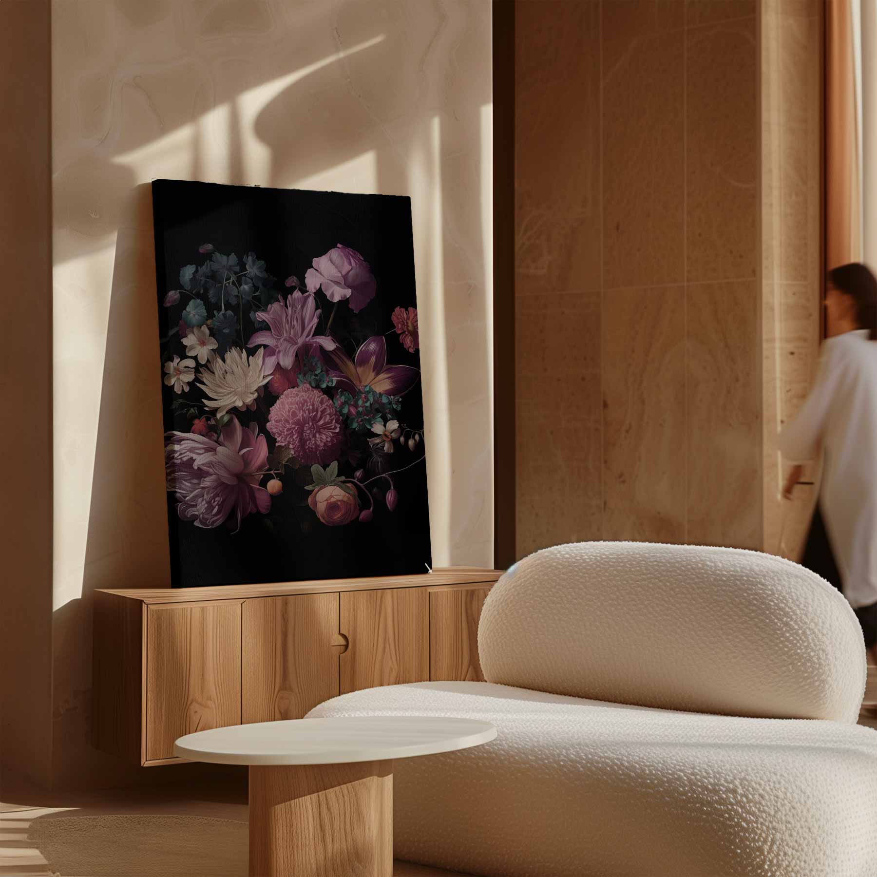Bloemenexplosie in Donkere Zalen Kunstwerk-canvas-dibond-plexiglas-wanddecoratie-WallArtistic