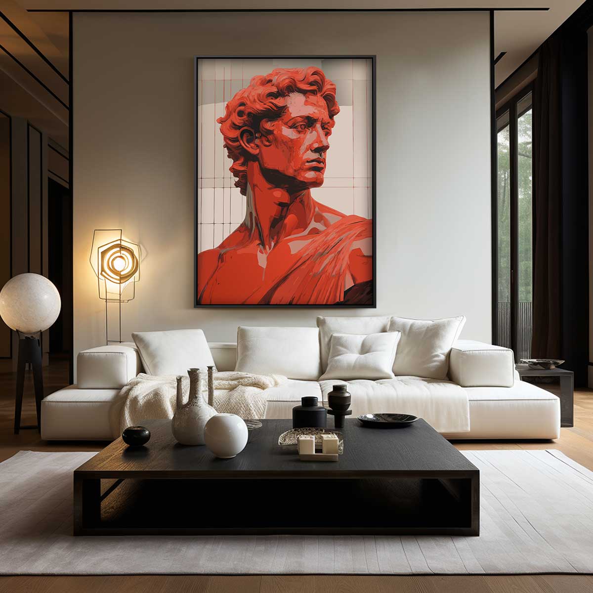Rood Portret van David Kunstwerk-canvas-dibond-plexiglas-wanddecoratie-WallArtistic