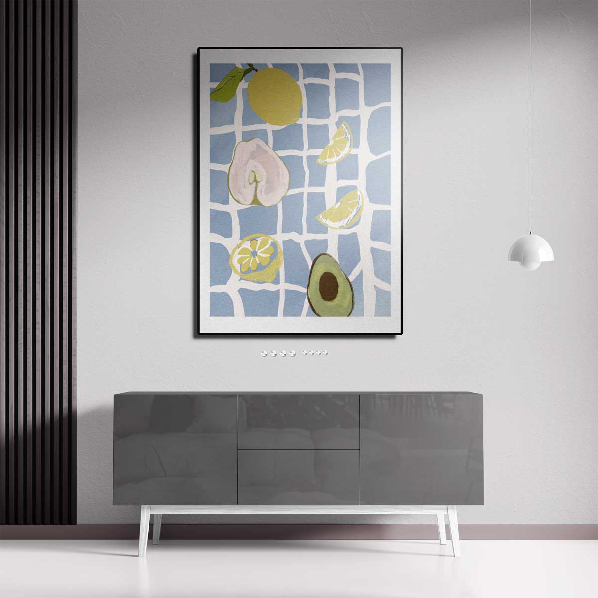 Zomerse Vruchten op Tegels Kunstwerk-canvas-dibond-plexiglas-wanddecoratie-WallArtistic