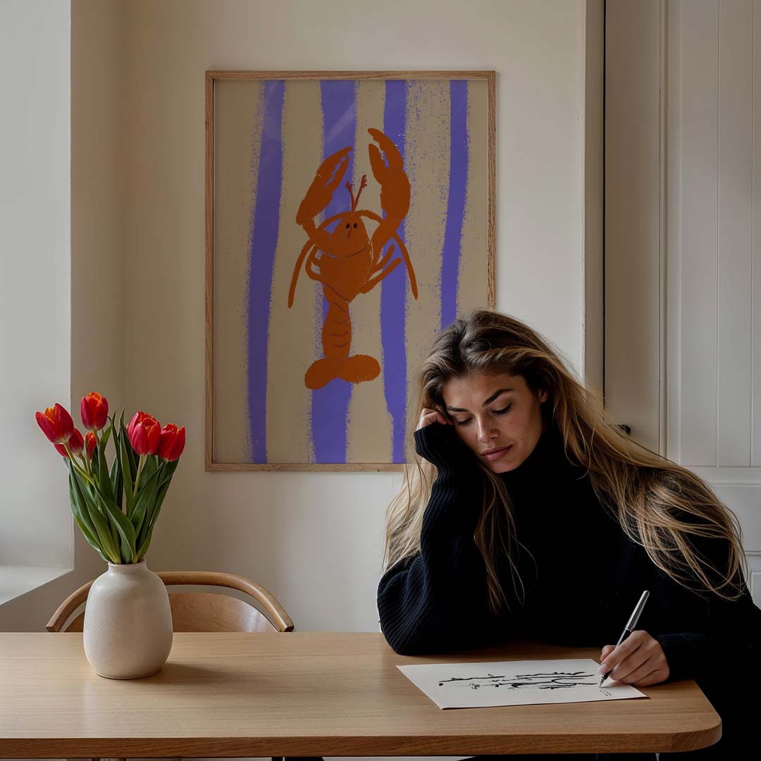 Vrolijke Kreeft Kunstposter-WallArtistic
